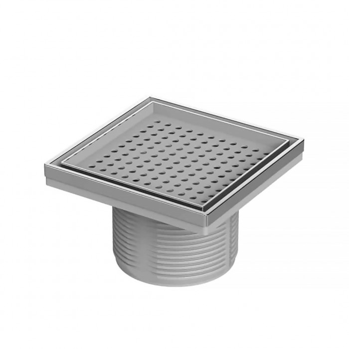 Σχάρα Ντους Ανοξείδωτη Δαπέδου 15x15cm Inox 93515 για Eπικάλυψη με Πλακάκι