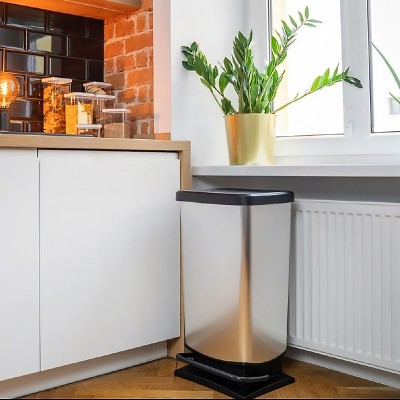 Κάδος Απορριμμάτων Κουζίνας Πλαστικός 40lt 35,3x 29,5 x67,6εκ Paso Ασημί Dimitracas 06902.001