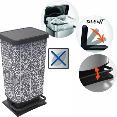 Κάδος Απορριμμάτων Κουζίνας Πλαστικός 40lt 35,3x 29,5 x67,6εκ Paso Tiles Γκρι-Λευκό Dimitracas 06910.001