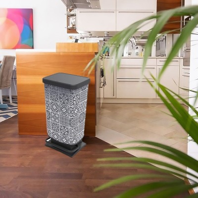 Κάδος Απορριμμάτων Κουζίνας Πλαστικός 40lt 35,3x 29,5 x67,6εκ Paso Tiles Γκρι-Λευκό Dimitracas 06910.001