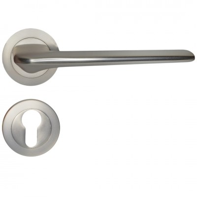 Πόμολα Πόρτας (Μονό ή Ζεύγος) Χειρολαβή με Ροζέτα CMD 1011287 MSN Νίκελ Ματ