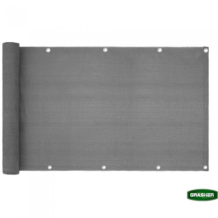 Διαχωριστικό Δίχτυ Μπαλκονιού 160gr/m² Γκρί 0.75x6m GRASHER Με Κρίκους 103829