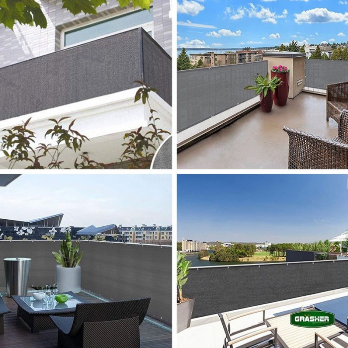 Διαχωριστικό Δίχτυ Μπαλκονιού 160gr/m² Γκρί 1.20x6m GRASHER Με Κρίκους 103833