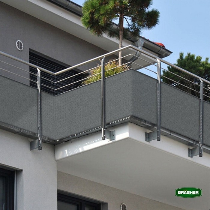 Διαχωριστικό Δίχτυ Μπαλκονιού 160gr/m² Γκρί 1.20x6m GRASHER Με Κρίκους 103833