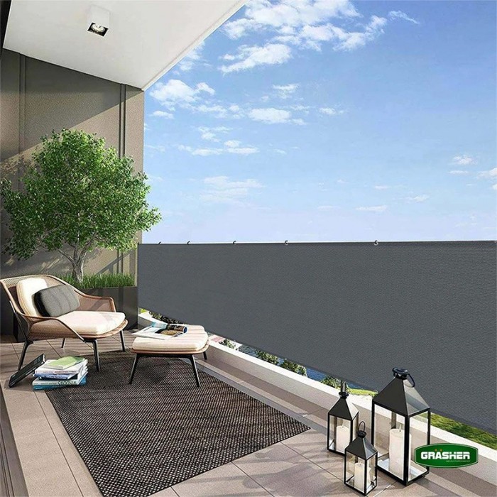 Διαχωριστικό Δίχτυ Μπαλκονιού 160gr/m² Γκρί 1.20x6m GRASHER Με Κρίκους 103833