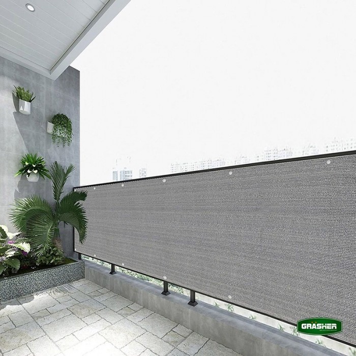 Διαχωριστικό Δίχτυ Μπαλκονιού 160gr/m² Γκρί 1.20x6m GRASHER Με Κρίκους 103833