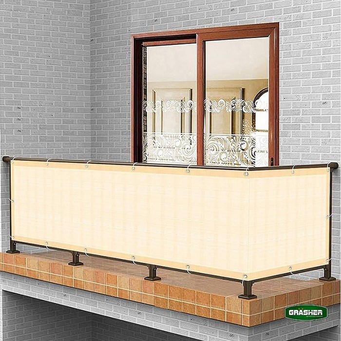 Διαχωριστικό Δίχτυ Μπαλκονιού 160gr/m² Εκρού 0,90x6m GRASHER Με Κρίκους 104004