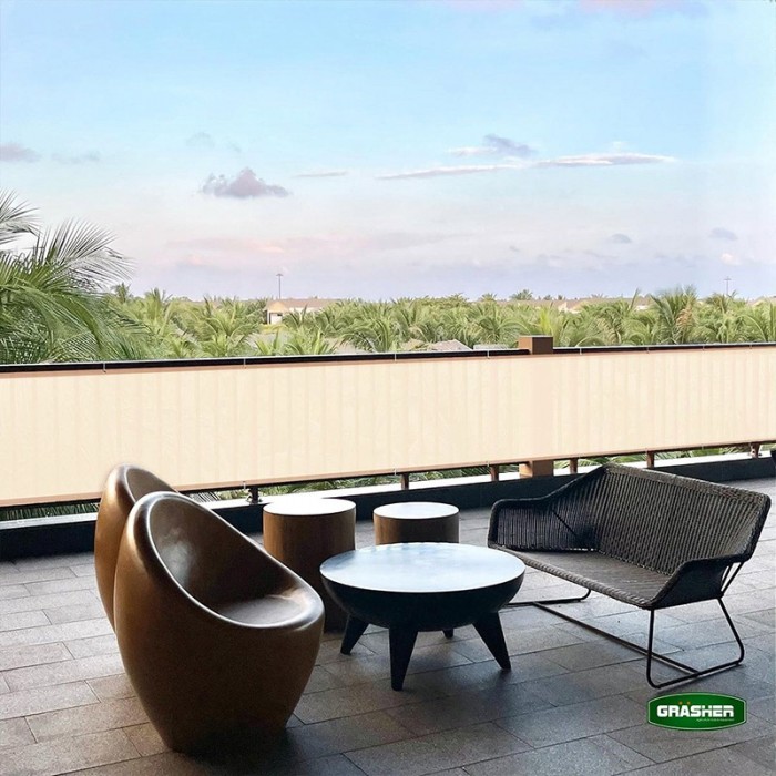 Διαχωριστικό Δίχτυ Μπαλκονιού 160gr/m² Εκρού 0,90x6m GRASHER Με Κρίκους 104004