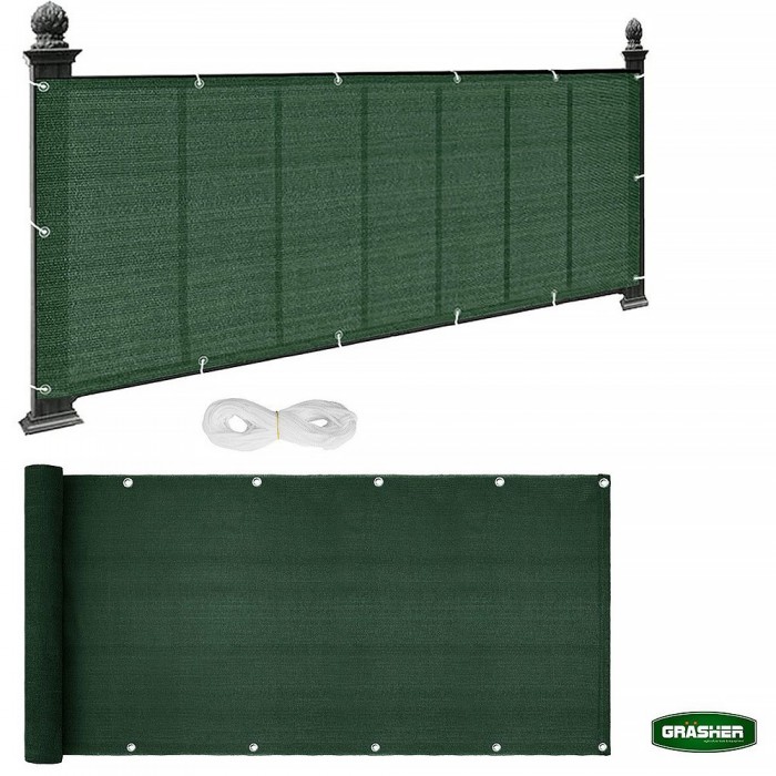 Διαχωριστικό Δίχτυ Μπαλκονιού 160gr/m² Πράσινο 0,75x6m GRASHER Με Κρίκους 103831