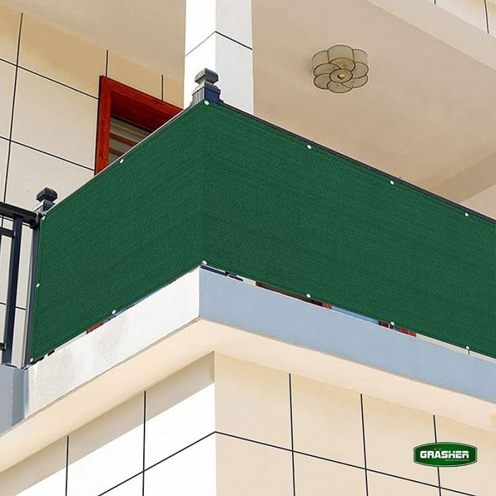 Διαχωριστικό Δίχτυ Μπαλκονιού 160gr/m² Πράσινο 0,75x6m GRASHER Με Κρίκους 103831