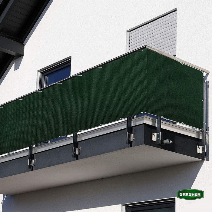 Διαχωριστικό Δίχτυ Μπαλκονιού 160gr/m² Πράσινο 0,75x6m GRASHER Με Κρίκους 103831