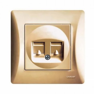 Πρίζα Τηλεφώνου με Πλαίσιο Διπλή σε Χρυσό Ματ Χρώμα Hseries Lineme  50-00119-9