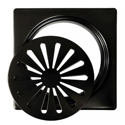 Σχάρα Δαπέδου Μπάνιου Στρογγυλή Μαύρη12x12 Interflex 147701 