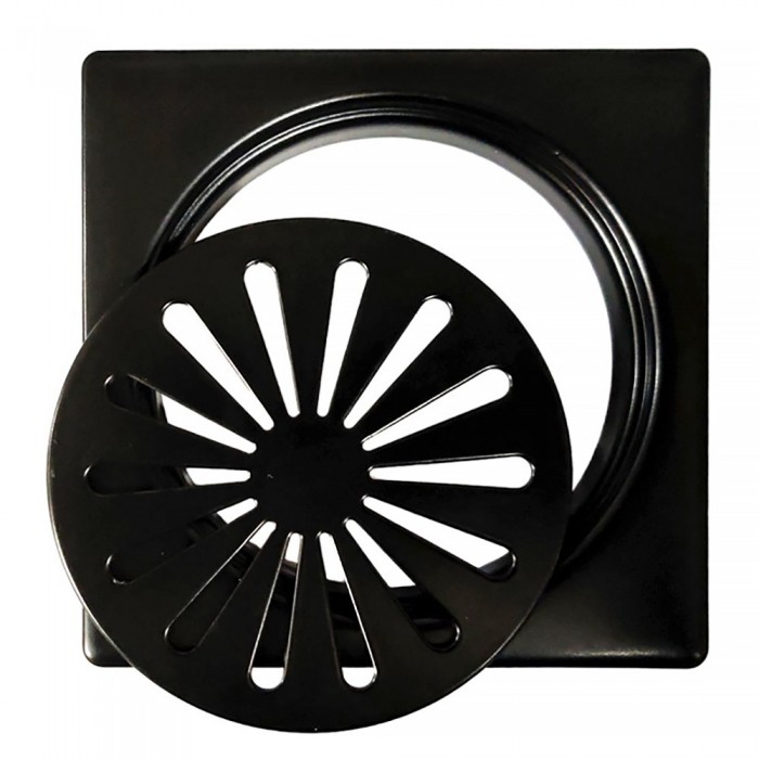 Σχάρα Δαπέδου Μπάνιου Στρογγυλή Μαύρη12x12 Interflex 147701