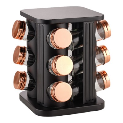 Βάση Μπαχαρικών 12 Θέσεων Περιστρεφόμενη Μεταλλική Μαύρη 16x16x22εκ Ankor 838530