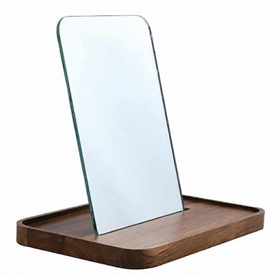 Επιτραπέζιος Καθρέφτης Μπάνιου με Ορθογώνια με Ξύλινη Βάση 12,8 × 17,4 × 1.4 cm ALESIA 20860 