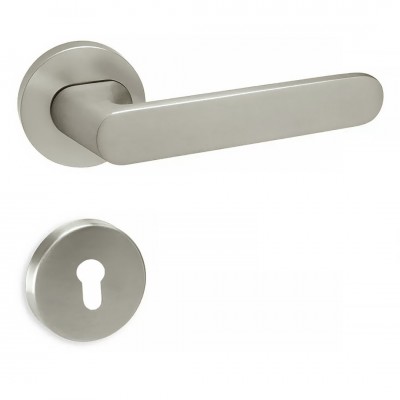 Πόμολo πόρτας (Μονό ή Ζεύγος) Perfect Χειρολαβή με Ροζέτα 263-17/2-S05 Νίκελ Σατινέ