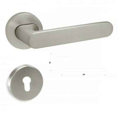 Πόμολo πόρτας (Μονό ή Ζεύγος) Perfect Χειρολαβή με Ροζέτα 263-17/2-S05 Νίκελ Σατινέ