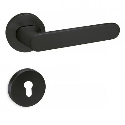 Πόμολo πόρτας (Μονό ή Ζεύγος) Perfect Χειρολαβή με Ροζέτα 263-7/2-S19 Ματ Μαύρο