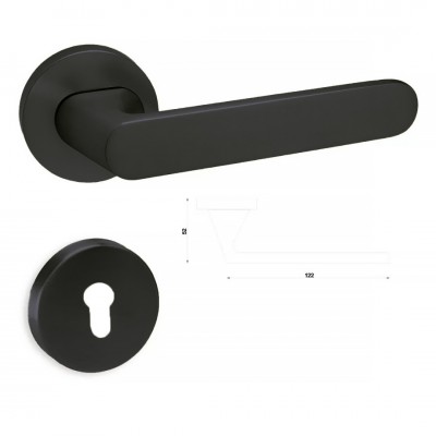 Πόμολo πόρτας (Μονό ή Ζεύγος) Perfect Χειρολαβή με Ροζέτα 263-7/2-S19 Ματ Μαύρο