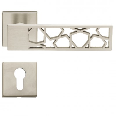 Πόμολα Πόρτας (Μονό ή Ζεύγος) Χειρολαβή με Ροζέτα Bespoke ILAVIO 2866 Brass Material NICKEL MAT 06