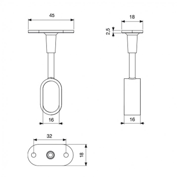 Στήριγμα για Σωλήνα Οβάλ (1τεμάχιο) Μαύρο Κρεμαστό με Ρέγουλα 416-Z0282CP Κλειστό