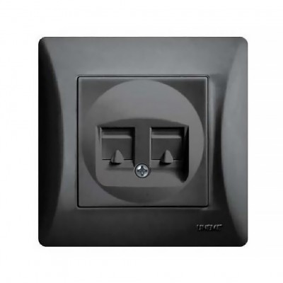 Πρίζα Τηλεφώνου με Πλαίσιο Διπλή σε Μαύρο Ματ Χρώμα Hseries Lineme  50-00119-2 