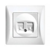 Πρίζα Τηλεφώνου RJ11 και Δικτύου RJ45 Λευκή Hseries Lineme 50-00120-1