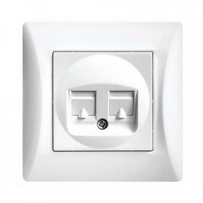 Πρίζα Τηλεφώνου RJ11 και Δικτύου RJ45 Λευκή Hseries Lineme 50-00120-1