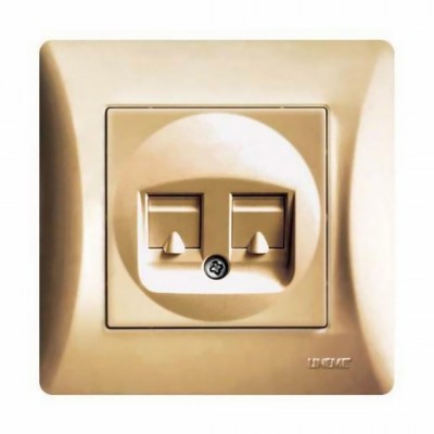 Πρίζα Τηλεφώνου RJ11 και Δικτύου RJ45 Χρυσό Ματ Hseries Lineme 50-00120-9