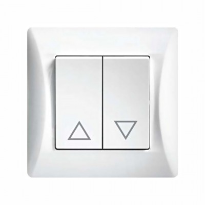 Διακόπτης Τοίχου Ρολών Χωνευτός με Δύο Πλήκτρα Λευκός Hseries Lineme 50-00136-1