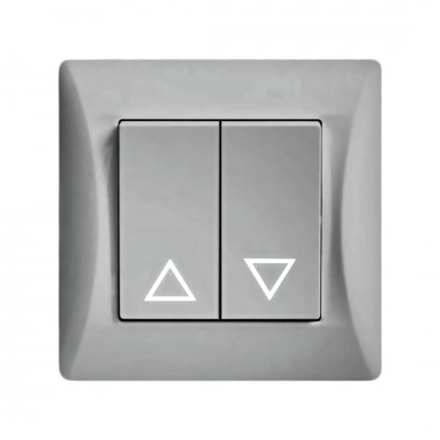 Διακόπτης Τοίχου Ρολών Χωνευτός με Δύο Πλήκτρα Ασημί Hseries Lineme 50-00136-5