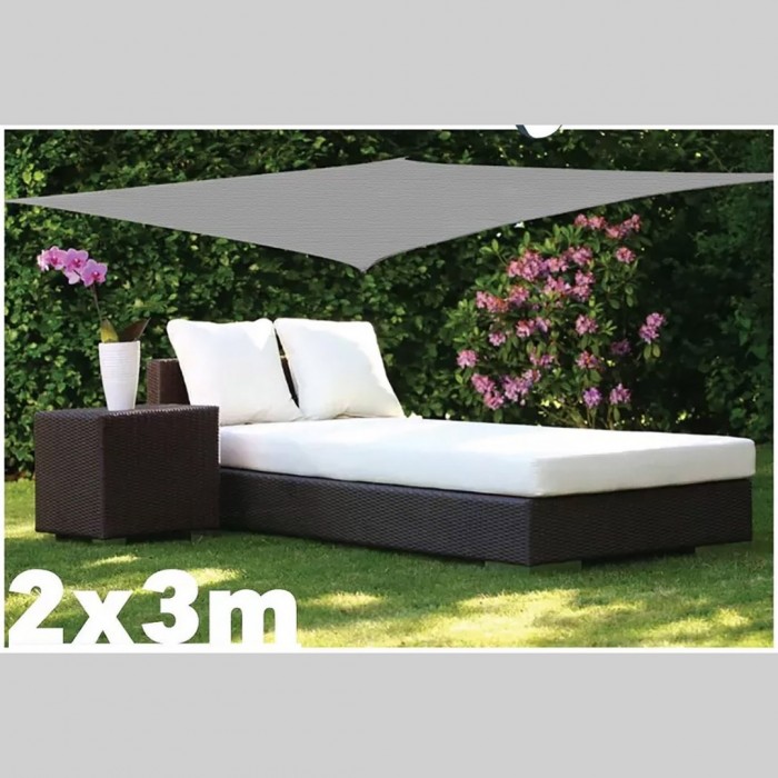 Πανί Σκίασης 2x3m 200gr/m2 Γκρι με 4 Κρίκους Ankor 831678