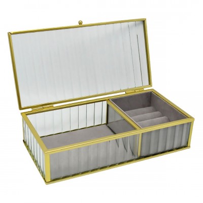 Κουτί Αποθήκευσης Κοσμημάτων Γυάλινο με Χρυσό Πλαίσιο 20x10x5εκ. ANKOR 835331