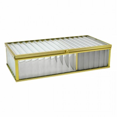 Κουτί Αποθήκευσης Κοσμημάτων Γυάλινο με Χρυσό Πλαίσιο 20x10x5εκ. ANKOR 835331