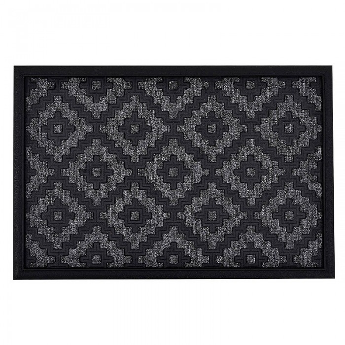 Πατάκι Εισόδου Μοκέτα Καουτσούκ 60x40 εκ. Γκρι Μαύρο Ankor 804528