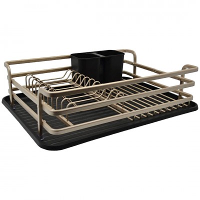 ​​​​​​​Πιατοθήκη Αλουμινίου σε Σαμπανιζέ Χρώμα με Μαύρο Δίσκο 45,5x30,3x12,8εκ. ANKOR 835768