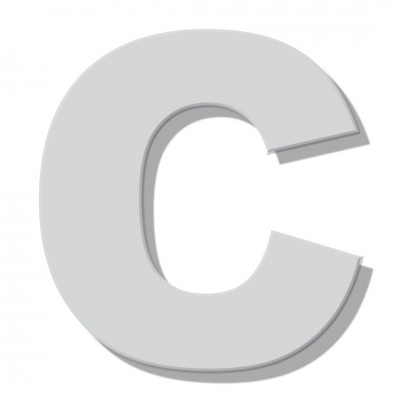 Γράμμα Κατοικιών Αυτοκόλλητο ''C'' 80 x 64 mm., Λευκό Ματ απο Πλαστικό Darvin 