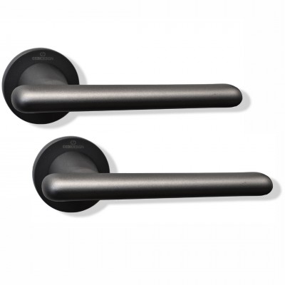 Πόμολα πόρτας Πλαστικά (2τεμάχια Ζεύγος) CEBI χειρολαβή με ροζέτα MP04 Ανθρακί