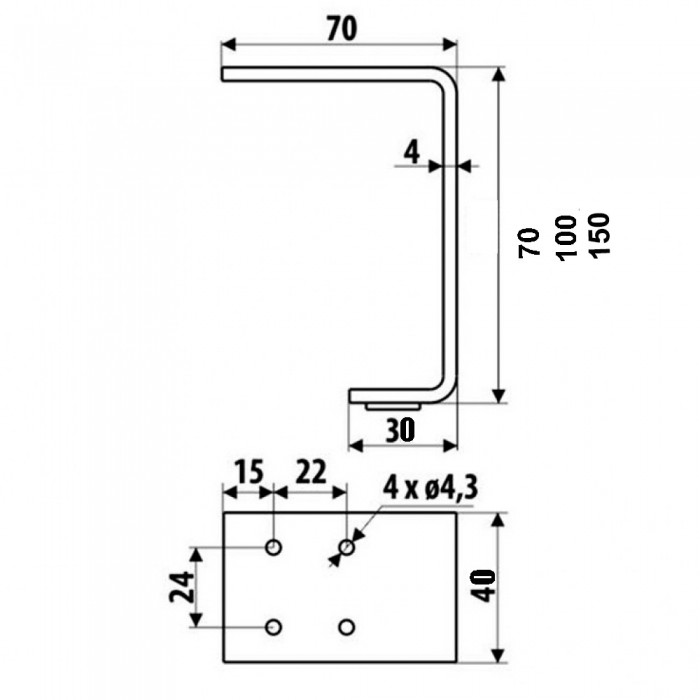 Μεταλλικό Πόδι Επίπλου (1 τεμάχιο) PL-70 Λευκό Ματ σε Ύψος 150mm DECO