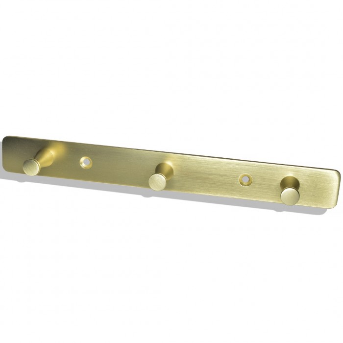 Gold Μεταλλική Κρεμάστρα Tοίχου 3 Θέσεων 22εκ.Μx2.5εκ.Πx2εκ.Υ Νο 300-3 Haus Benchmark