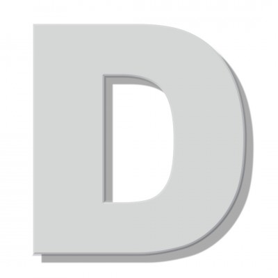 Γράμμα Κατοικιών Αυτοκόλλητο ''D'' 80 x 64 mm., Λευκό Ματ απο Πλαστικό Darvin 