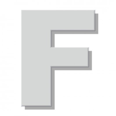 Γράμμα Κατοικιών Αυτοκόλλητο ''F'' 80 x 64 mm., Λευκό Ματ απο Πλαστικό Darvin 