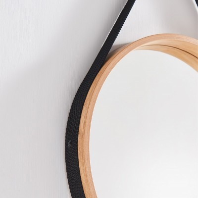 Καθρέφτης τοίχου M902.01 MIR Φ40 φυσικό καπλαμά βελανιδιάς φυσικό χρώμα 9mm