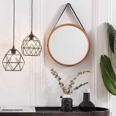 Καθρέφτης τοίχου M902.01 MIR Φ40 φυσικό καπλαμά βελανιδιάς φυσικό χρώμα 9mm