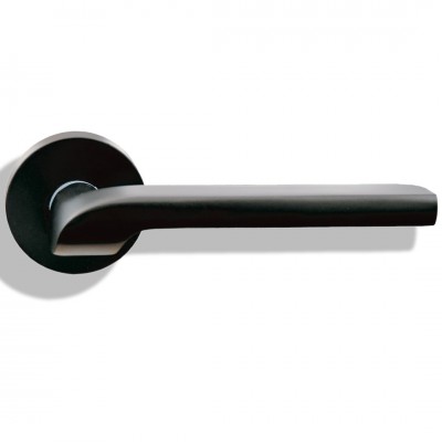 Πόμολο πόρτας Αλουμίνιο - Χειρολαβή με Ροζέτα σε Χρώμα Ματ Μαύρο R33-99 Deco 55x135mm
