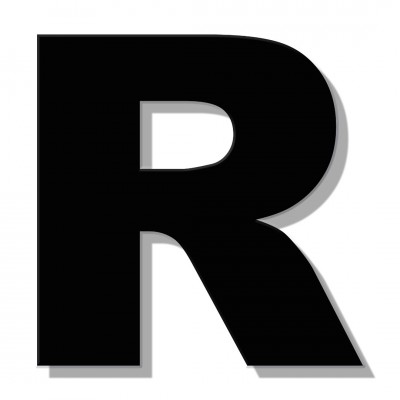 Γράμμα Κατοικιών Αυτοκόλλητο ''R'' 80 x 64 mm., Μαύρο Ματ απο Πλαστικό Darvin 