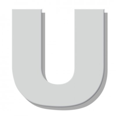 Γράμμα Κατοικιών Αυτοκόλλητο ''U'' 80 x 64 mm., Λευκό Ματ απο Πλαστικό Darvin 