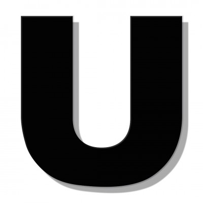 Γράμμα Κατοικιών Αυτοκόλλητο ''U'' 80 x 64 mm., Μαύρο Ματ απο Πλαστικό Darvin 