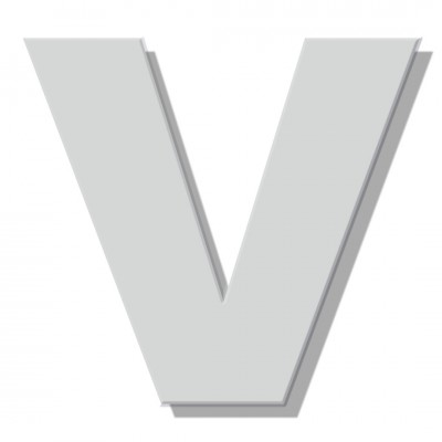 Γράμμα Κατοικιών Αυτοκόλλητο ''V'' 80 x 64 mm., Λευκό Ματ απο Πλαστικό Darvin 